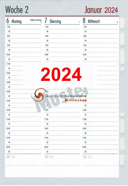bsb Kalendarium 2024 1Woche=2Seiten A5 Spalten Multilochung Timeplaner