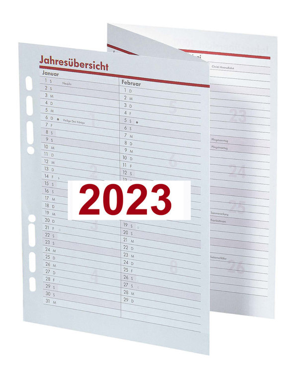 bsb Jahresübersicht 2023 Leporello Faltung Multilochung Kalendarium A5
