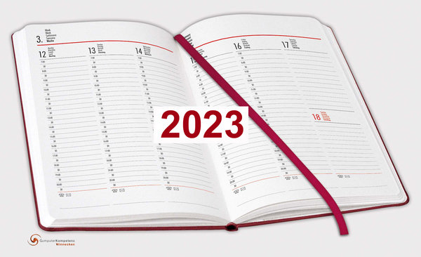 V-book Buchkalender 2023 1Wo.=2S. A5 Hardcover schwarz bsb-obpacher
