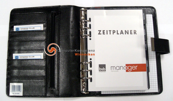 Timeplaner Manager 2023 CLASSIC schwarz für Einlagen A5 14x2cm 02-0504