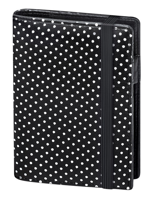 Timeplaner 2020 Pocket Fashion Schwarz mit Punkte Einlagen ca. 7,8x12cm