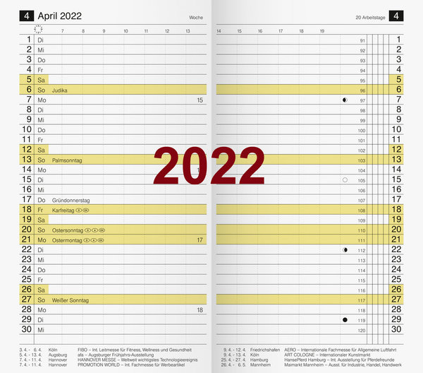 Rido ide Taschenkalender Einlage 2022 Ersatzkalendarium 8,7x15,3cm M-Planer 70-46830