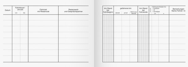 Brunnen Fahrtenbuch für Kraftfahrzeug A6 quer 40 Blatt 10-10141