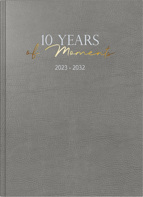 rido/idé "10 Years of Moments" 10-Jahres-Kalender 2023-2032 Kunstleder-Einband grau