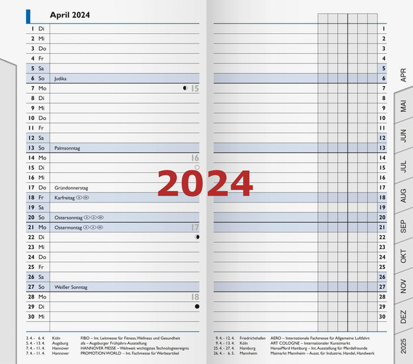 Brunnen Taschenkalender 2024 Ersatzeinlage 9x15cm Monatskalender Mod.753 10-75300004