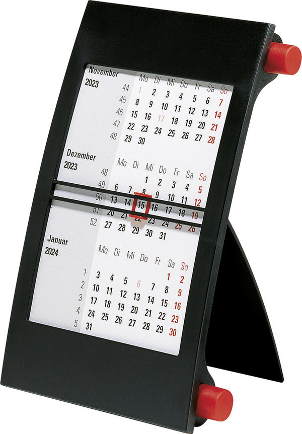Rido 3-Monatskalender Tischkalender 2023 11x18,3 cm Drehknopf Rot 7038000203