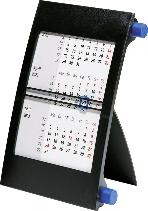 Rido 3-Monatskalender Tischkalender 2023 11x18,3 cm Drehknopf Blau 7038000303